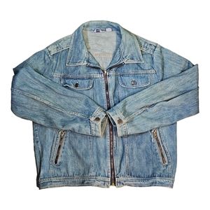 Vintage 1960s Century Contempo Men's Light Wash Denim‎ Jean Jacket Size Large L